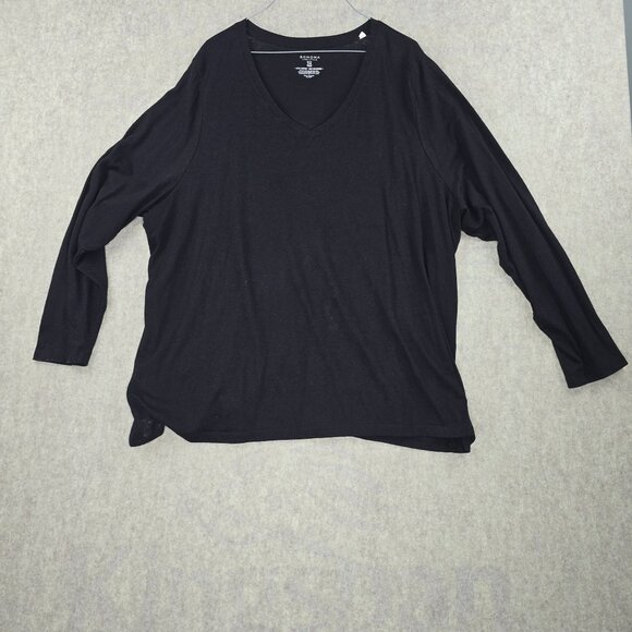 Sonoma Life + Style Womens V-Neck Black Long Sleeve Top Size 3X Cotton Blend - Picture 1 of 5